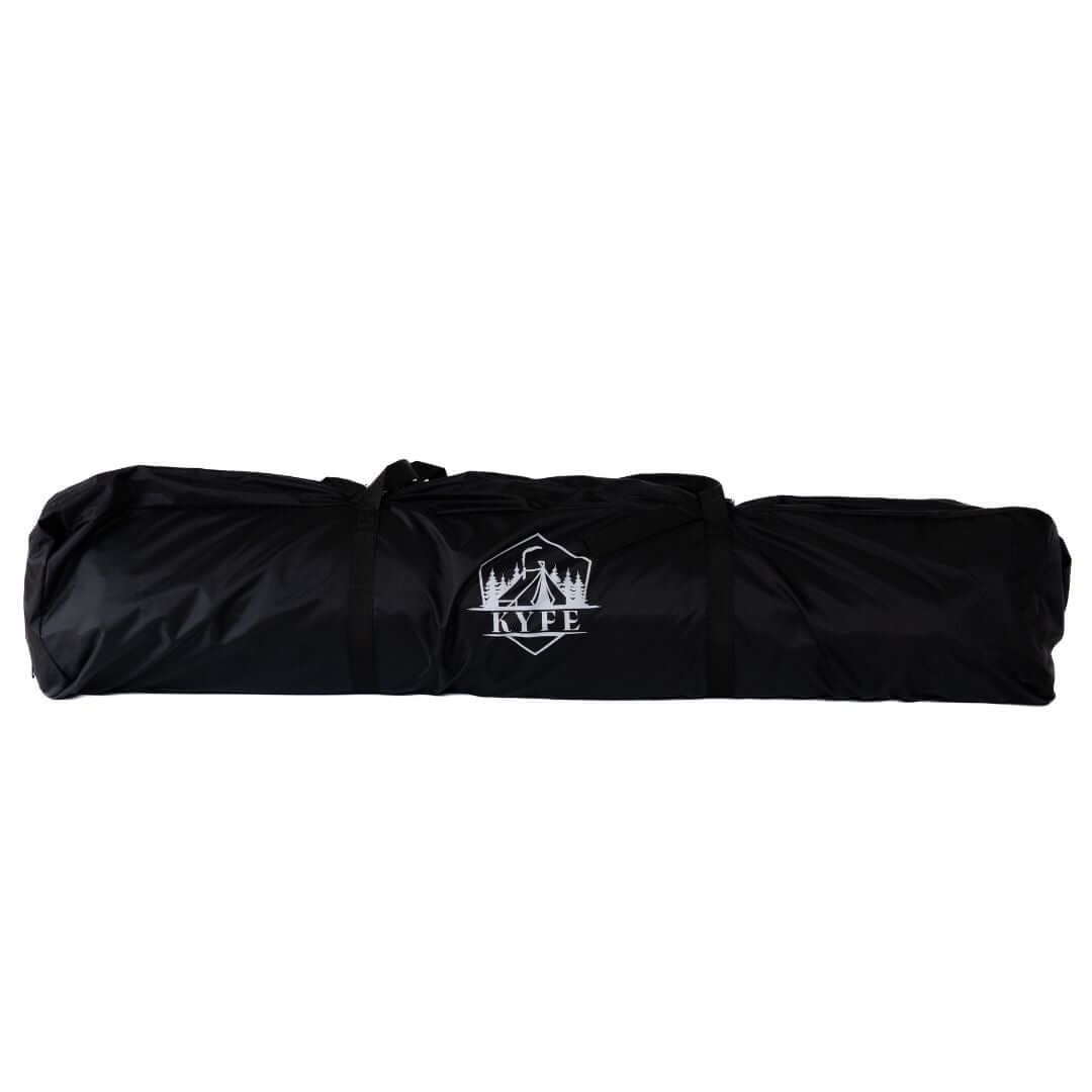 KYFE sauna tent packed into its travel bag for transport